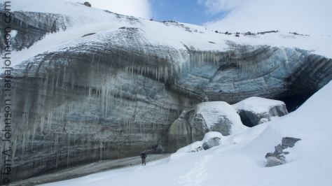 I am not sure if this place has a true name or not. But the rapid recession of the Castner Glacier is  demonstrated in this melting ampitheater of ice. I have decided to call this open ice face the "Cathedral of 1000 Swords"