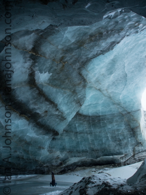The blue in this huge ice cavern is stunning, as is the size!